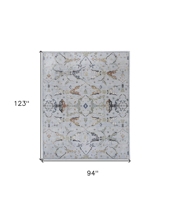 8' x 10' Floral Power Loom Area Rug - Gray Blue And Green