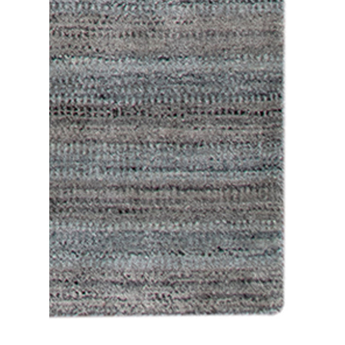 5' X 8' Wool Striped Hand Woven Area Rug - Gray And Blue