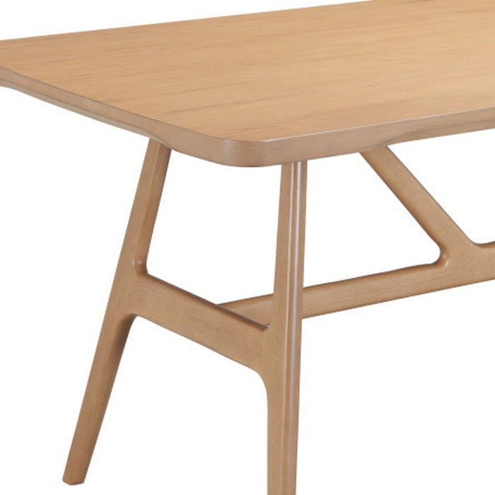 63" Wood And Solid Wood Pedestal Base Dining Table - Natural