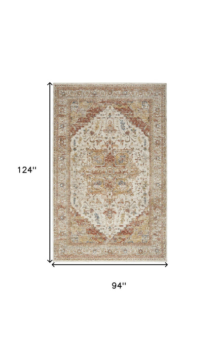 8' X 10' Oriental Distressed Area Rug (550774) - Rust / Ivory