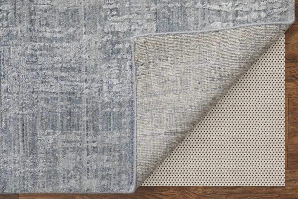 3' x 5' Abstract Hand Woven Worn Faded Area Rug - Light Blue And Silver