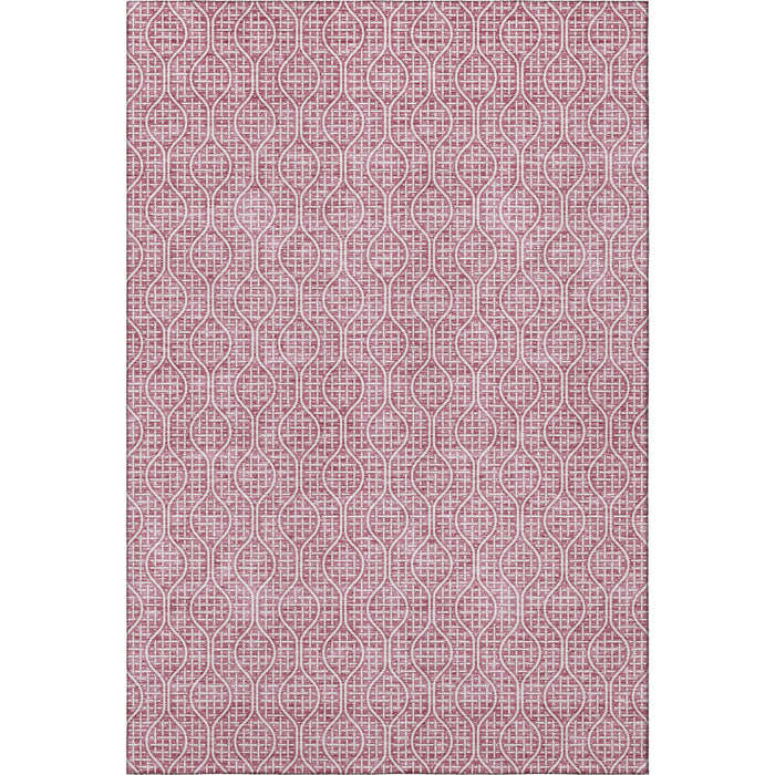 10' X 14' Geometric Washable Area Rug With UV Protection (673609) - Blush / Ivory