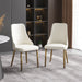 Set of two Giga modern white dining chairs with sponge-filled seats, solid wood and metal legs for restaurant or living room use.