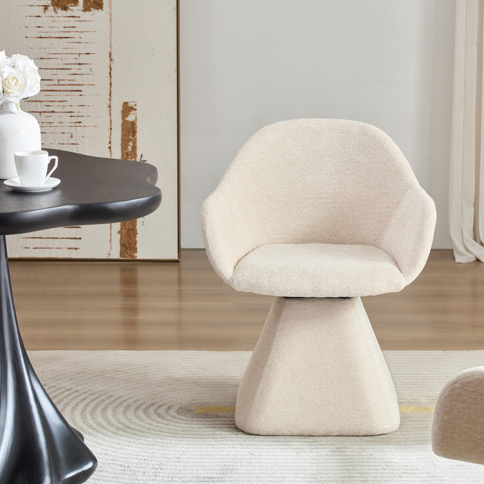 Beige Giga 180° rotating accent chair with a modern swivel design, perfect for living room seating and style.