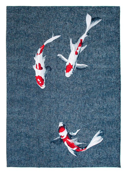 5' X 7' Abstract Washable Area Rug (552035) - Blue / White