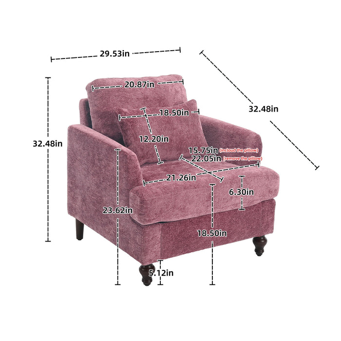 Modern Mid Century Wood Frame Armchair With Tufted Design