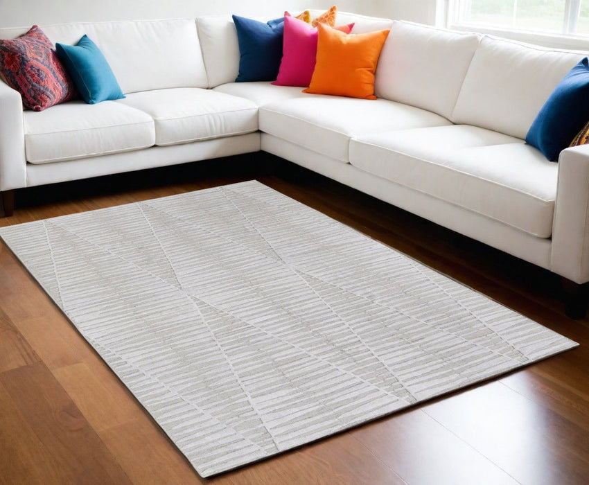 5' x 8' Geometric Hand Woven Area Rug - Ivory