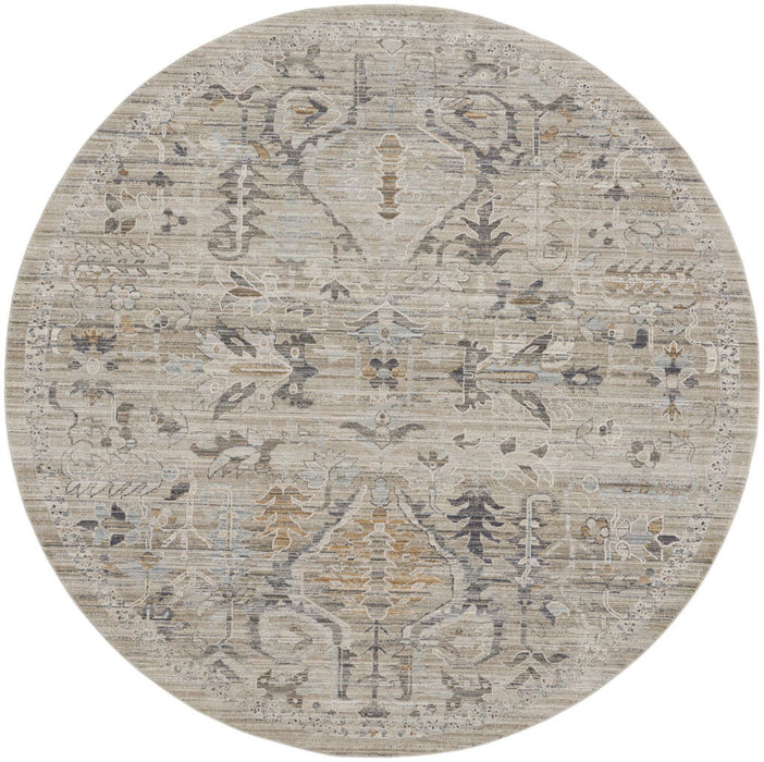 8' Oriental Round Rug (546585) - Brown / Ivory