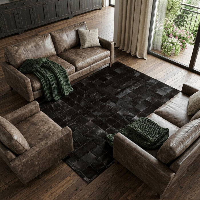 8' X 10' Cowhide Patchwork Area Rug (544469) - Black