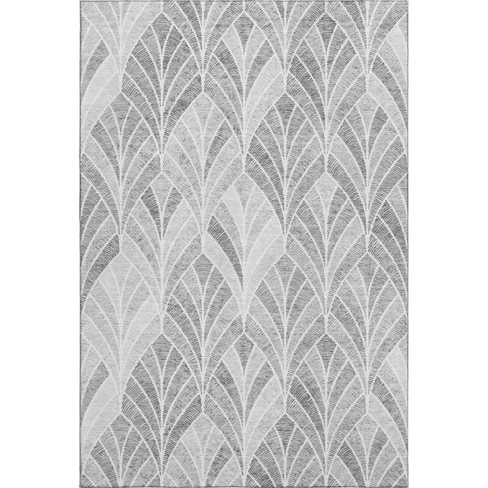 10' X 14' Geometric Washable Area Rug With UV Protection (667599) - Gray / Ivory