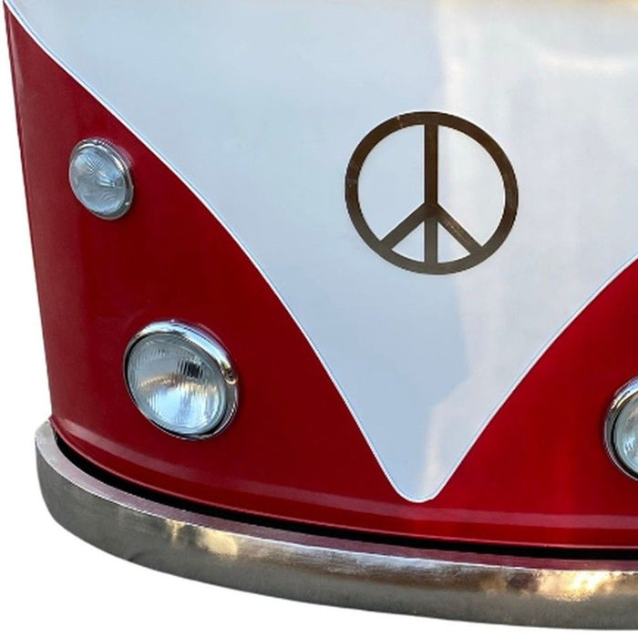 Metal And Wood Peace Van Bar Server - Red And White