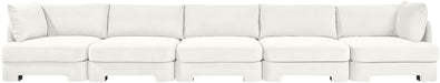 Meridian Furniture Hammond velvet performance fabric 5-piece sofa sectional with plush upholstery and modern design.
