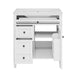 Giga bathroom vanity with top sink, two-drawer storage cabinet, and tip-out drawer, featuring a modern design in a bright bathroom setting