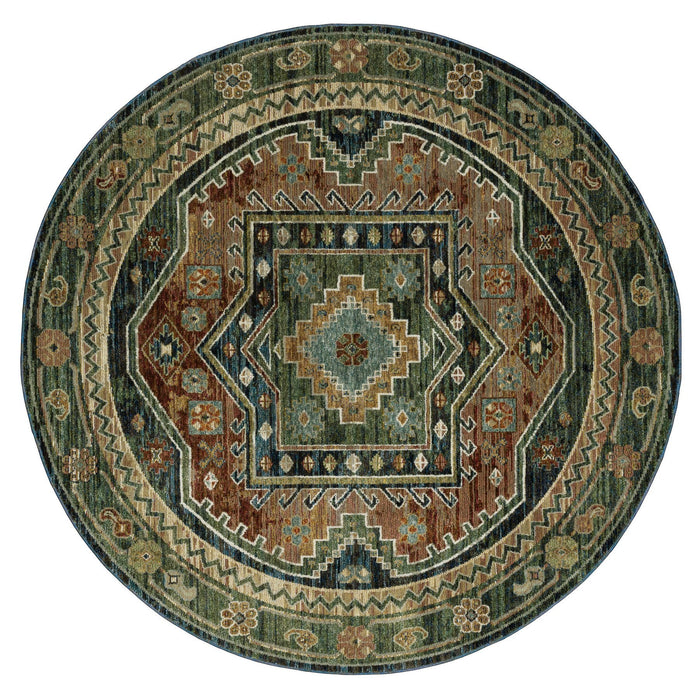 8' Tribal Round Rug - Blue