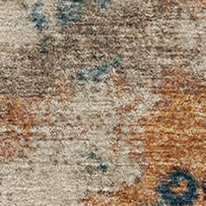 10' X 14' Abstract Washable Area Rug With UV Protection (710346) - Beige / Copper / Blue