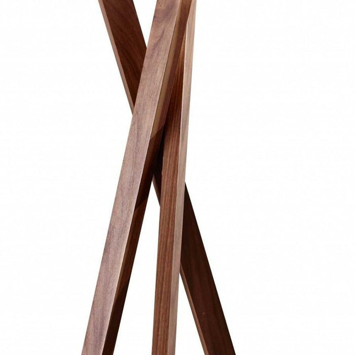 Solid Wood Tripod Floor Lamp With Drum Shade - Brown / White