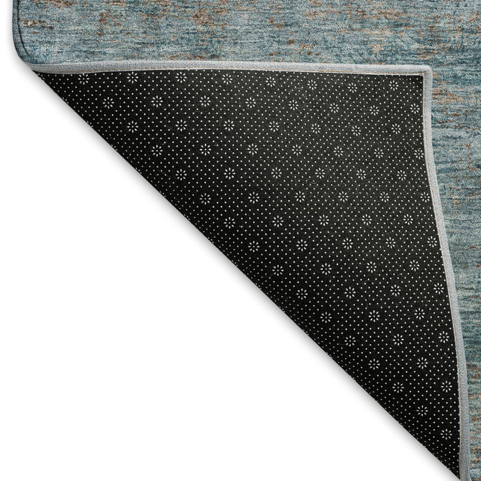 10' X 14' Abstract Washable Area Rug With UV Protection (693216) - Teal / Brown