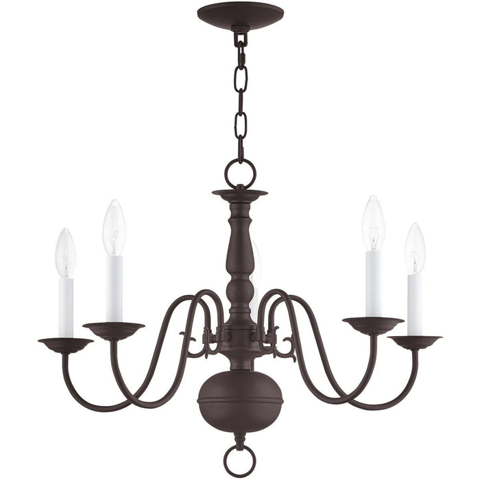 18'' Five Light Dimmable Chandelier With Shades - Bronze