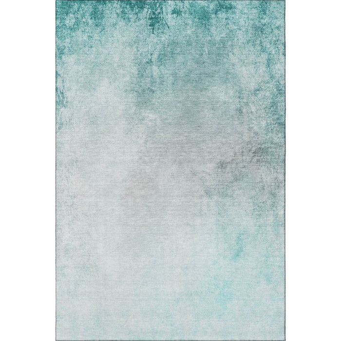 9' X 12' Abstract Washable Area Rug With UV Protection (650913) - Teal / Ivory