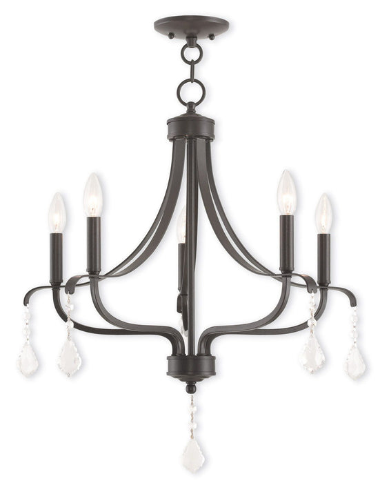 27'' Five Light Dimmable Chandelier With Shades - Bronze