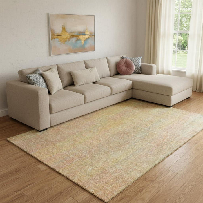 10' X 14' Striped Washable Area Rug With UV Protection (648730) - Blush / Gold