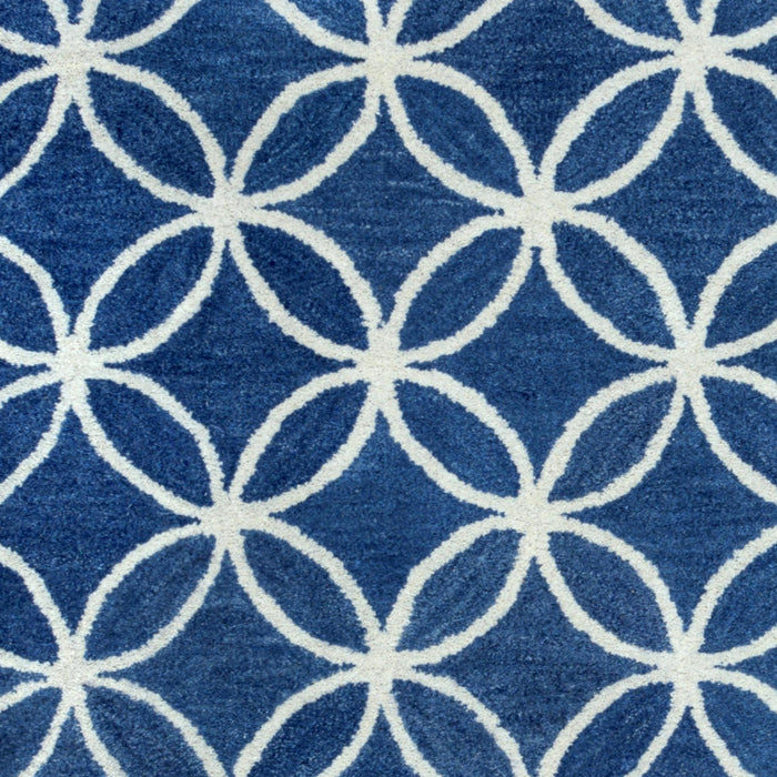 10' X 14' Wool Geometric Hand Tufted Area Rug (747829) - Blue / Ivory