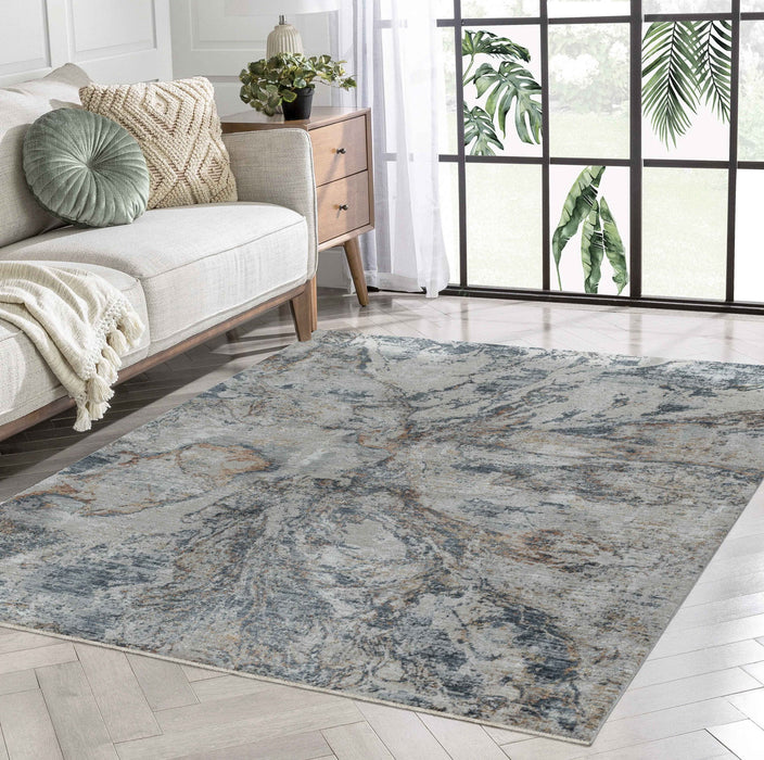 9' x 12' Abstract Power Loom Area Rug - Beige Blue