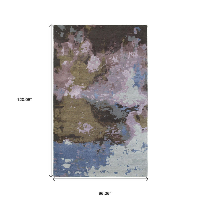 8' X 10' Abstract Hand Tufted Area Rug - Blue And Purple