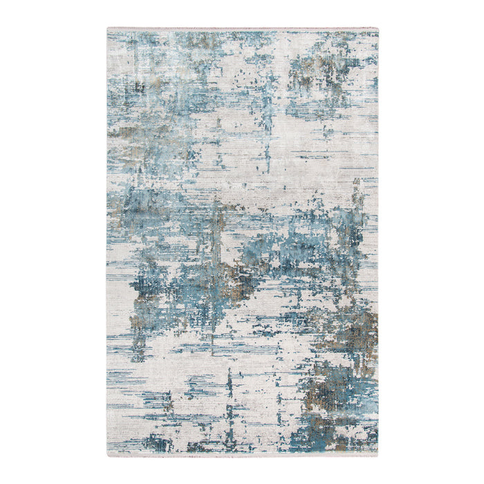 10' X 14' Abstract Area Rug With Fringe - Ivory