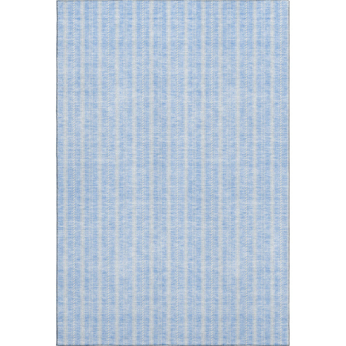 10' X 14' Striped Washable Area Rug With UV Protection (673885) - Sky Blue / Ivory