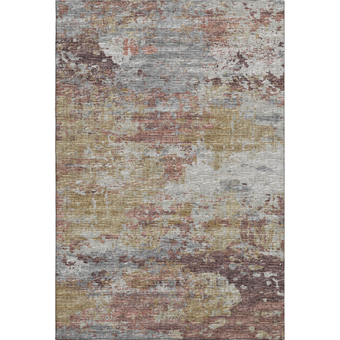 9' X 12' Mauve Abstract Washable Area Rug With UV Protection - Silver