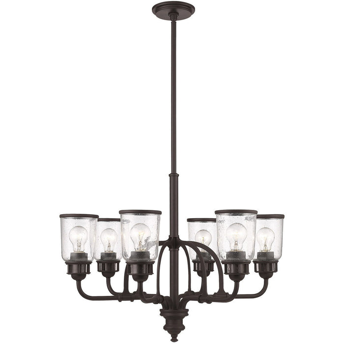 27'' Six Light Dimmable Chandelier With Shades - Bronze