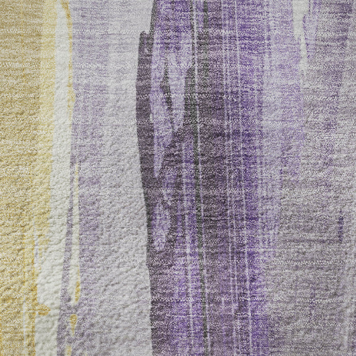 10' X 14' Abstract Washable Area Rug With UV Protection (705569) - Purple / Gold