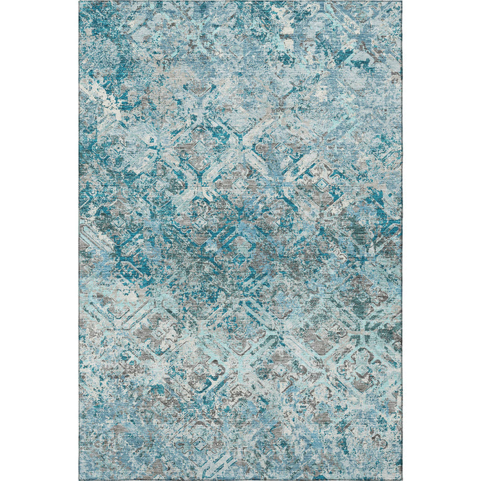 8' X 10' Diamond Washable Area Rug With UV Protection - Teal