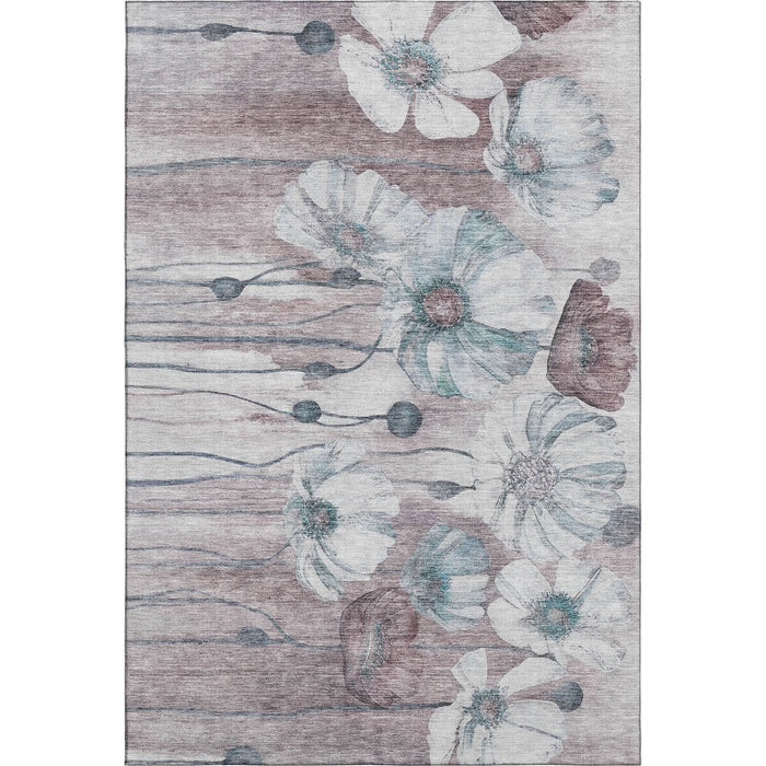 10' X 14' Floral Washable Area Rug With UV Protection (657329) - Teal / Mauve / Ivory