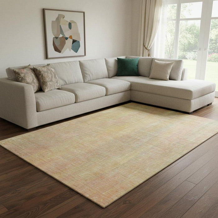 8' X 10' Striped Washable Area Rug With UV Protection (648728) - Blush / Gold