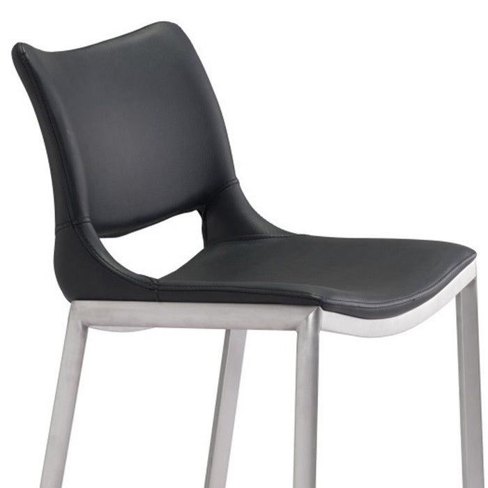 Steel Low Back Bar Height Bucket Shaped Seat Bar Chairs (Set of 2) - Black And Silver