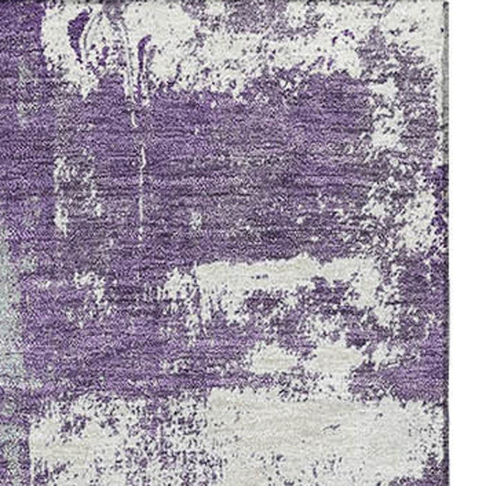 10' X 14' Abstract Washable Area Rug With UV Protection (710112) - Purple / Ivory