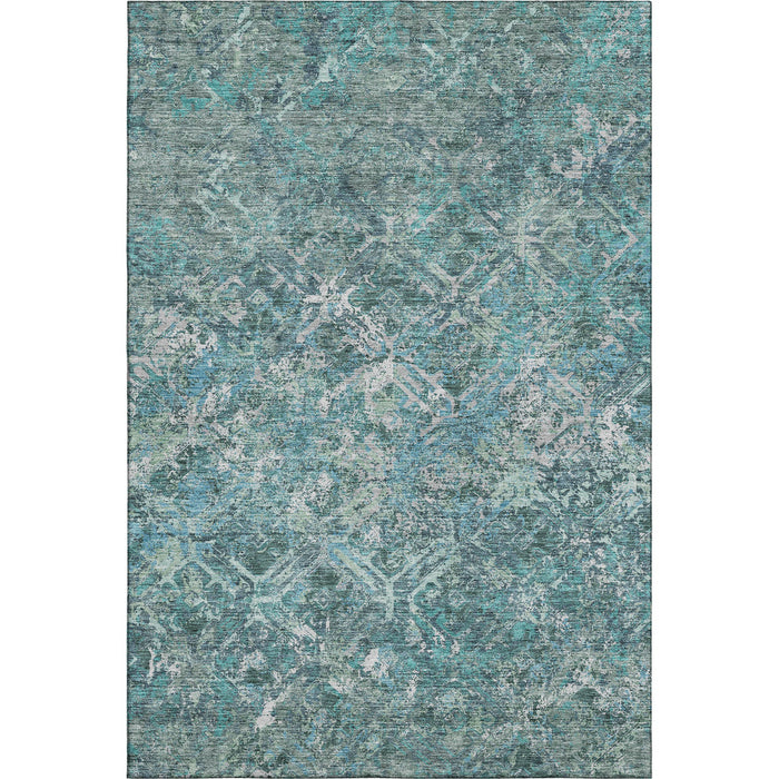 9' X 12' Diamond Washable Area Rug With UV Protection - Sage