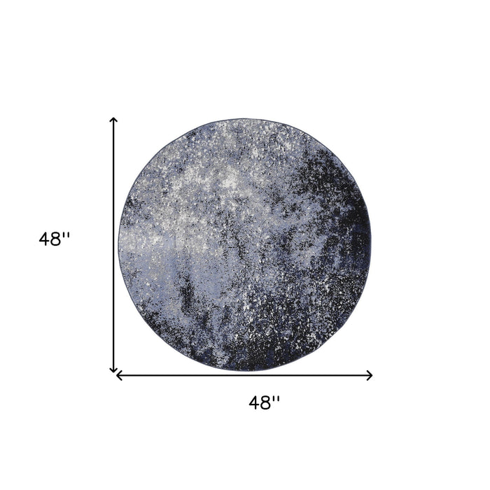 4' Abstract Round Rug (552442) - Blue / Black