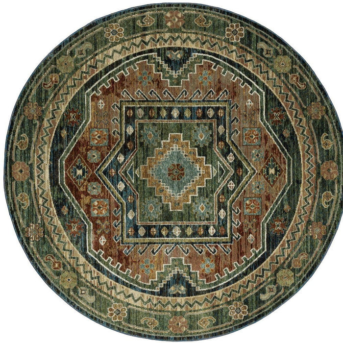 8' Tribal Round Rug - Blue