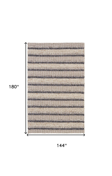 12' x 15' Wool Hand Woven Area Rug - Gray And Ivory