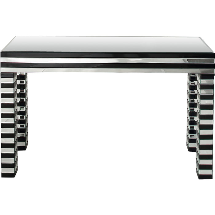 Mirrored Glass Console Table - Silver And Black