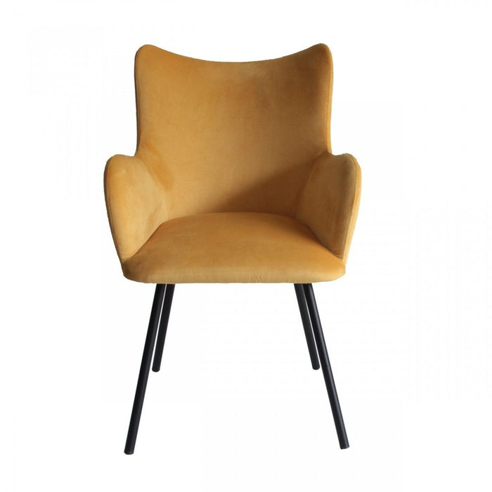 Upholstered Velvet Wing Back Dining Arm Chair - Yellow