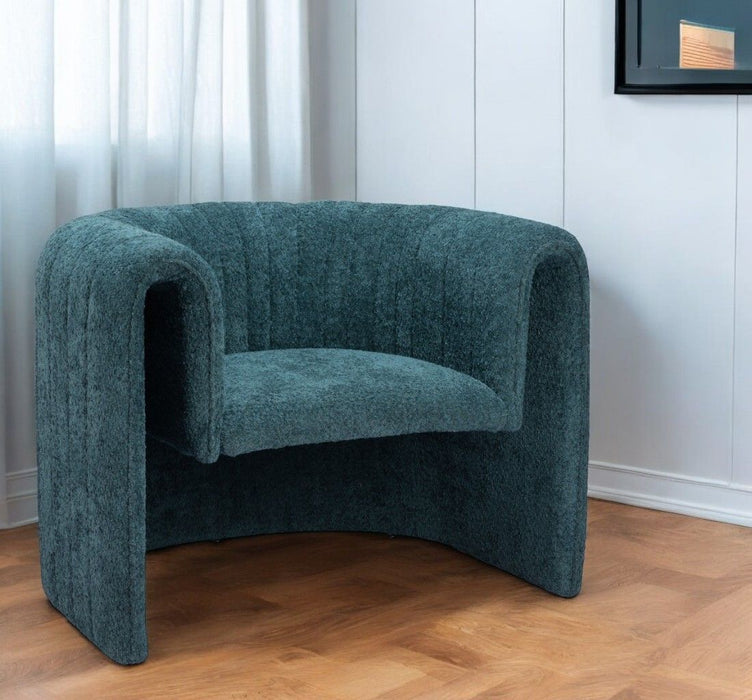 37" Modern marine Sherpa And Upholstered Tufted Arm Chair - Teal Blue