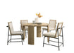 Giga Bowen 5-piece round dining table set with cream upholstered chairs and oak finish, perfect for modern dining rooms.