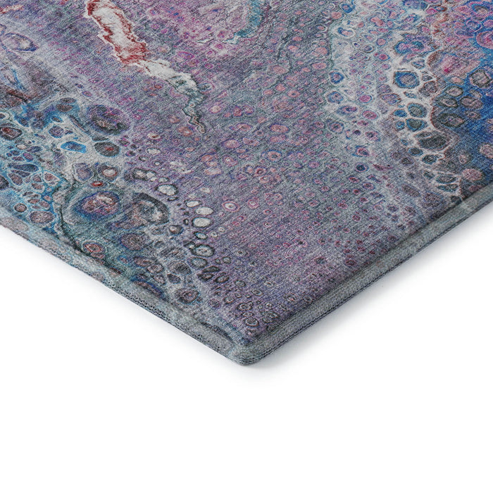 5' X 8' Abstract Washable Area Rug With UV Protection (650418) - Blue / Pink / Purple