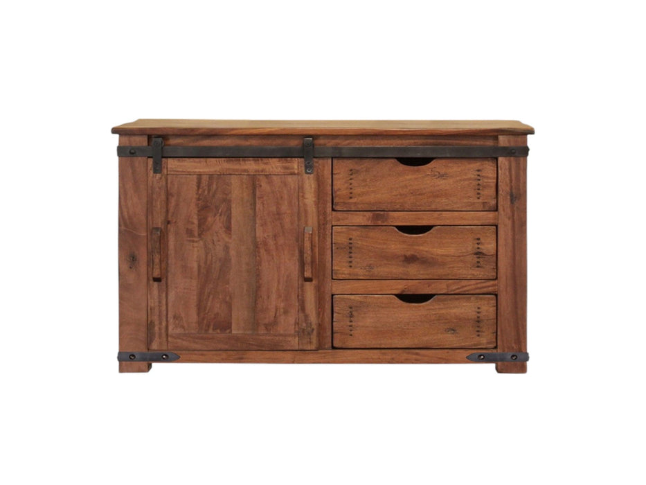 Solid Wood, Enclosed Storage Distressed TV Stand - Brown
