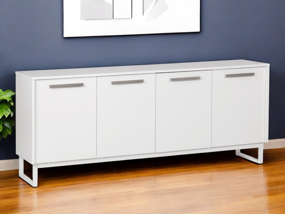 75" Wood Console Accent Cabinet With Four Doors - White