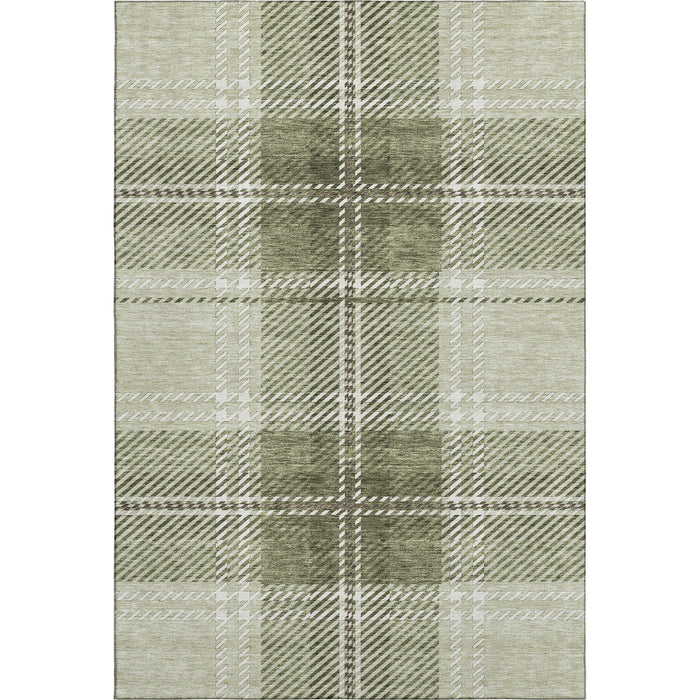 10' X 14' Plaid Washable Area Rug With UV Protection (674287) - Artichoke Green / Ivory